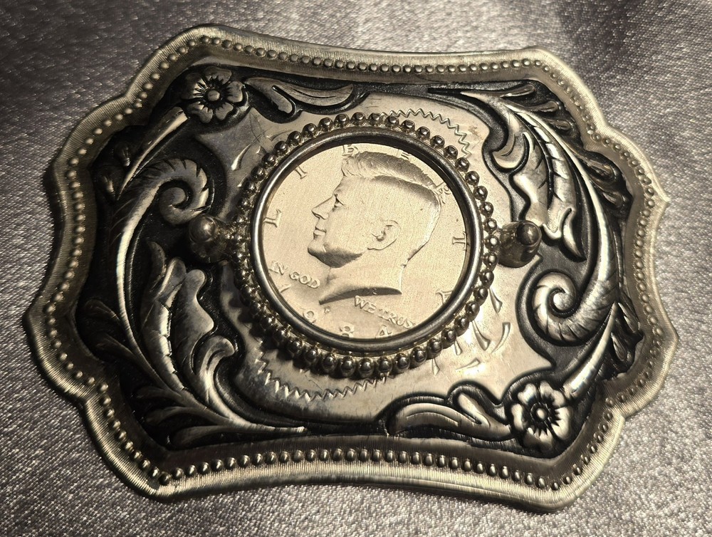 Western Style Half Dollar coin hold ring Belt Buckle