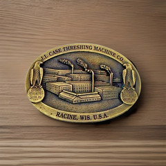 JI Case Threshing Machine Co Pewter Belt Buckle Racine WI Ltd Edition Vintage