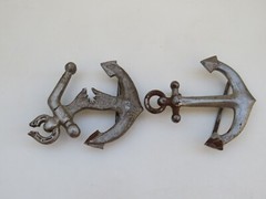 belt buckle vintage metal Anchor cracked sculpture signed T.O.S. TOS Handmade