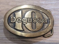 Vintage 80s Degussa Belt Buckle Solid Brass Made in USA