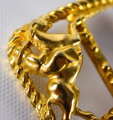 Belt Buckle Overlay Horse Gold Tone Cowboy Small Classic Box Frame Clip