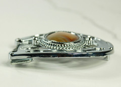 Horseshoe western belt buckles for men brown oval agate stone