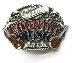 I love Country Music Belt Buckle Metal BU140