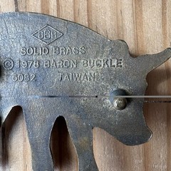 Vintage 1978 Baron Buckle Solid Brass Pig Belt Buckle Figural Hog Farming Swine