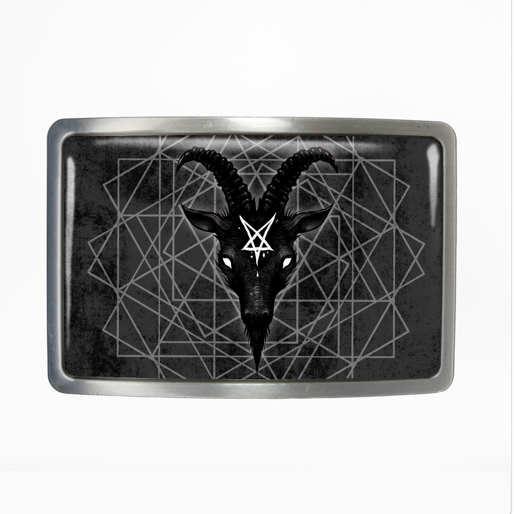 Satanic Goat Head Belt Buckle – Geometric Pentagram Witchcraft Belt Buckle – 8-2