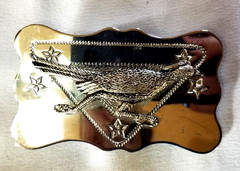 VTG Roadrunner Belt Buckle Deco Southwestern Engraved Chrome Cowboy 1.25&Prime; Wide