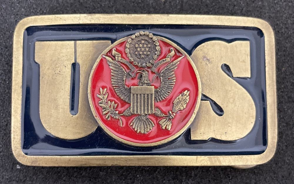 Belt Buckle WWII Eagle Crest Emblem Limited Edition American Blue & Red enamel