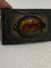 vintage PICTURE JASPER belt buckle SOUTHWESTERN native american GEMSTONE