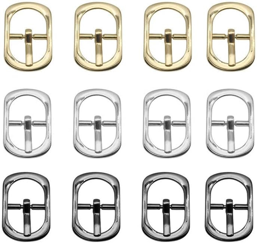 12Pcs Alloy Metal Single Prong Pin Buckles Center Bar Buckles Shoes Strap Watch