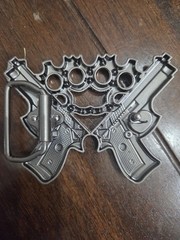 Guns with Rhinestones Metal Novelty Belt Buckle