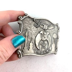 Vintage 1981 Masonic Ancient Arabic Order of the Nobles Metal Belt Buckle
