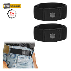WERFORU Men 2 Loop No Buckle Elastic Fits 2 loop distance :4.7&Prime;-6&Prime;, 01-black