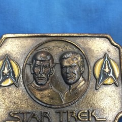 vintage 70s STAR TREK BRASS BELT BUCKLE lee jeans spock kirk sci fi movie 80s