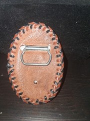 Vintage Tooled Leather Snake Or Lizard Skin Belt Buckle Handmade Green 4&Prime; X 3&Prime;