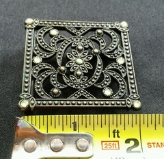 RHINESTONE CUTOUT FLORAL WESTERN BELT BUCKLE VINTAGE BRASS BRONZE TONE LOOK
