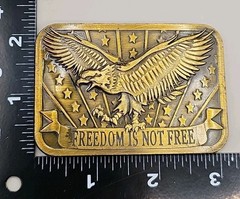 Freedom is Not Free Flying Eagle Stars Stripes Patriot Sponsor Belt Buckle ISSUE