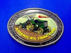 America&rsquo;s Tractor Agricultural Farm Scene Farmers Western Style Belt Buckle