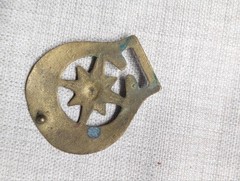 vintage BRASS belt buckle CRECENT moon horse WESTERN antique military BRUTALIST