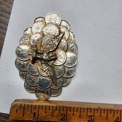 Vintage Nickel Belt Buckle Eagle Graduated Faux Coins