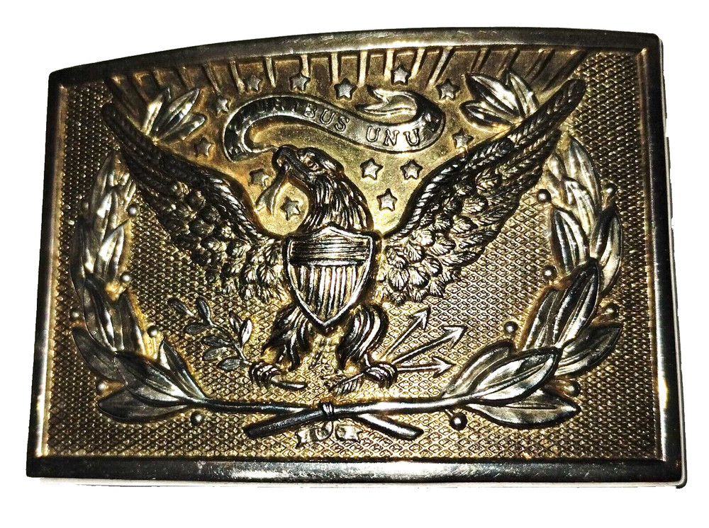 Vintage 1970s AHM 623 « E PLURIBUS UNUM » American Bald Eagle Brass Belt Buckle 3&Prime;