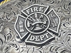 Firefighter FD Fire Department Western Style Buckle (Pewter)