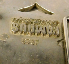 Famous Belt Buckle Stars & Stripes Flag Wreath USA Black Silver #8387 Ex. Cond.