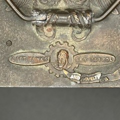 Vintage Panama Red Brand Belt Buckle Capt Hawks Sky Patrol Novelty Co 1970s