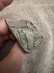 Vintage 1977 Bergamot Pewter Belt Buckle Geese Ducks Towner N Dakota Made In USA
