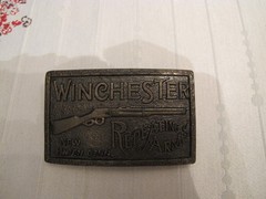 Winchester Repeating Arms New Haven Conn Gun Manufacture Brass Belt Buckle