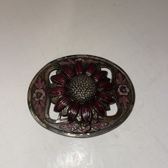 Vintage Flower Oval Belt Buckle – Stamped –