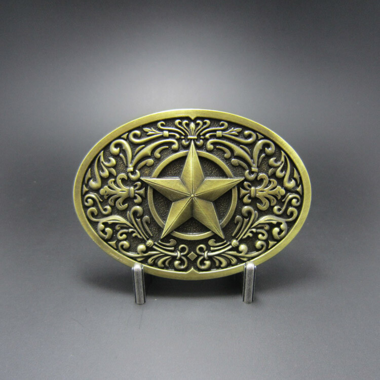 Flower Star Western Bronze Plated Metal Fashion Belt Buckle