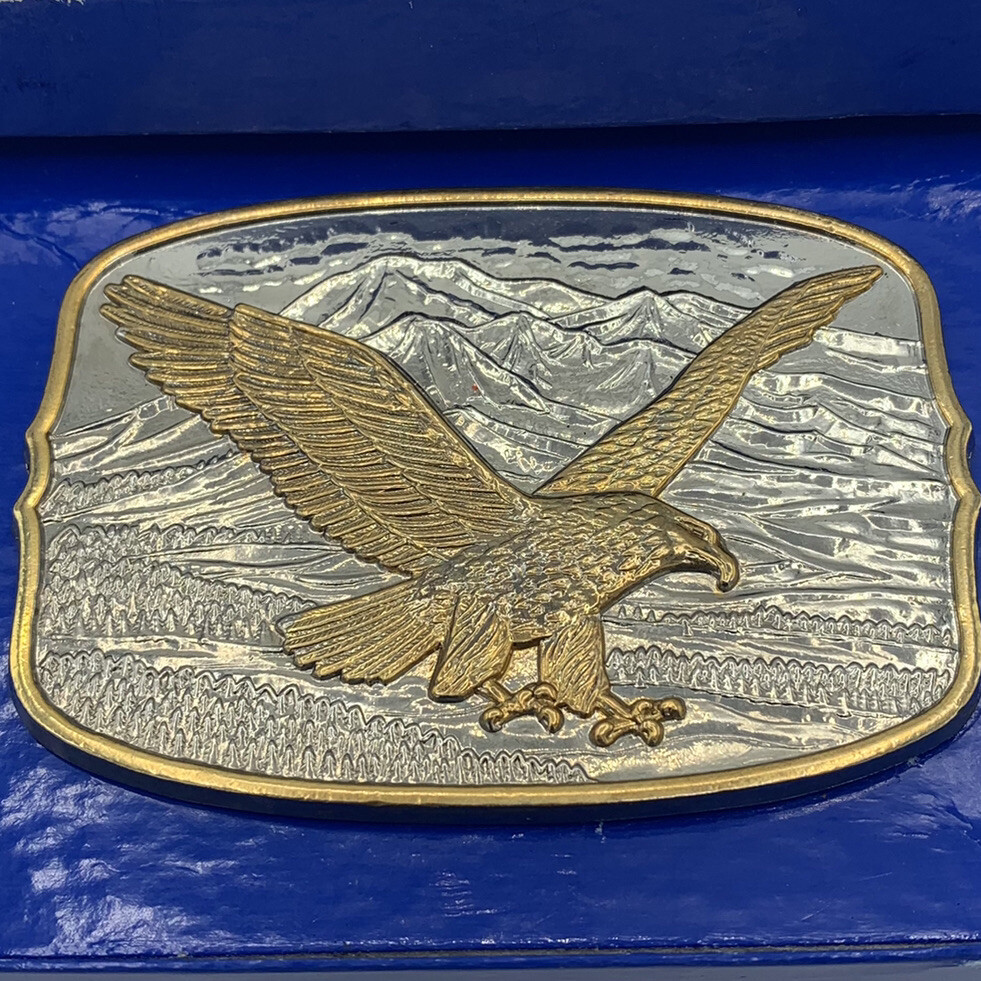 International Monetary Mint American Eagle Belt Buckle Silver Plate 24-K Gold