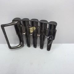 Vintage 1980&rsquo;s Metal bullet belt buckle copper tone gun ammunition. Hong Kong
