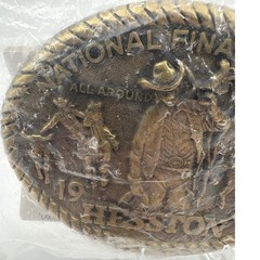 Hesston 1982 National Finals Rodeo Belt Buckle Vintage All Around Cowboy Brass