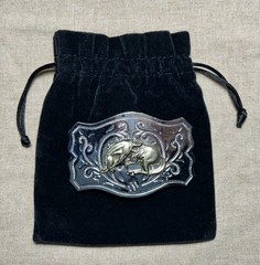 Western Horse Belt Buckle Silver Tone Engraved Cowboy Rodeo 1.5” Strap