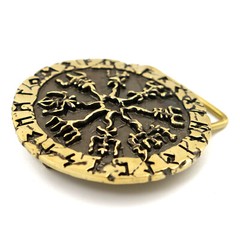 Vegvisir belt buckle, Viking compass solid brass buckle, Scandinavian buckle