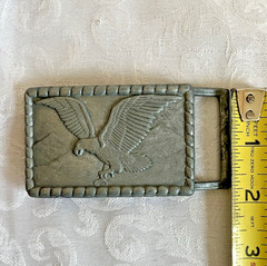 Vintage Eagle Belt Buckle Cast Metal Pewter Finish Western Americana USA Patriot