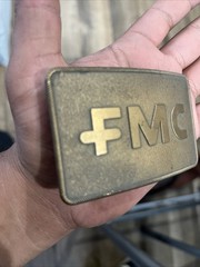 O.C. Tanner FMC Belt Buckle – Gold Tone Rope Border – Corporate Award Vintage