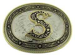 Initial Letter S Belt Buckle Alphabet s Monogram Western Cowboy Rodeo Style New