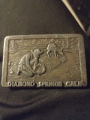 Vintage 1977 belt buckle manufactured by Bergamot Brass Works