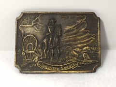 Belt Buckle Pioneer Cowboy Tall in the Saddle Brass Buckle Vintage