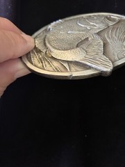 Bergamot Brass Works Bass Belt Buckle Vintage 1977 X-144. Made In USA Fishing