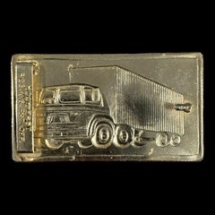 Vintage 1950s Gold Tone TRACTOR TRAILER Big Rig TRUCK BELT BUCKLE Hook Fast