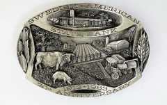 Siskiyou Farming Belt Buckle Swedish American State Bank 70th Anniversary
