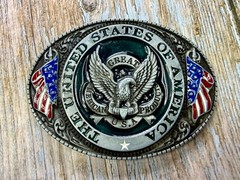 The United States of America Patriots Eagle US Flag Emblem Belt Buckle