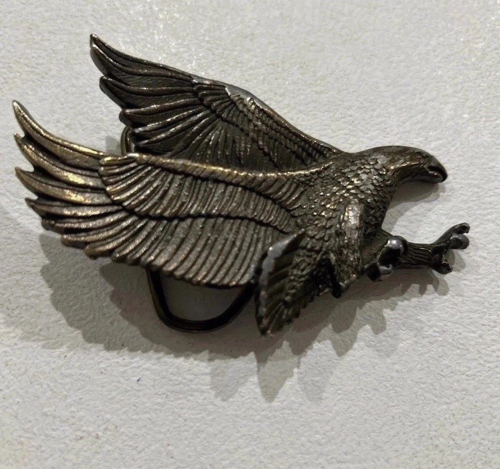 Vtg Flying Eagle Metal Belt Buckle Rare 506 USA Made Nature Patriotic Wildlife