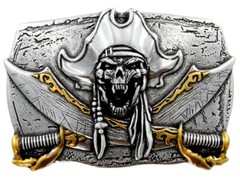 Antique 3D Pirate Skull Buckle Cool Belt Buckle fits up to 1-1/2&Prime; (38mm) strap
