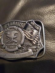 NRA Belt Buckle American Flag 125 Years 1996 Vintage National Rifle Association
