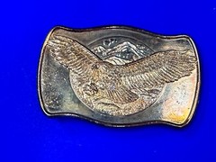 Patriotic Majestic American Eagle Flying Over Usa Mountains Vintage Belt Buckle