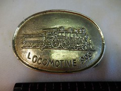 Locomotive 999 Solid Brass Belt Buckle Railroad Engine Train